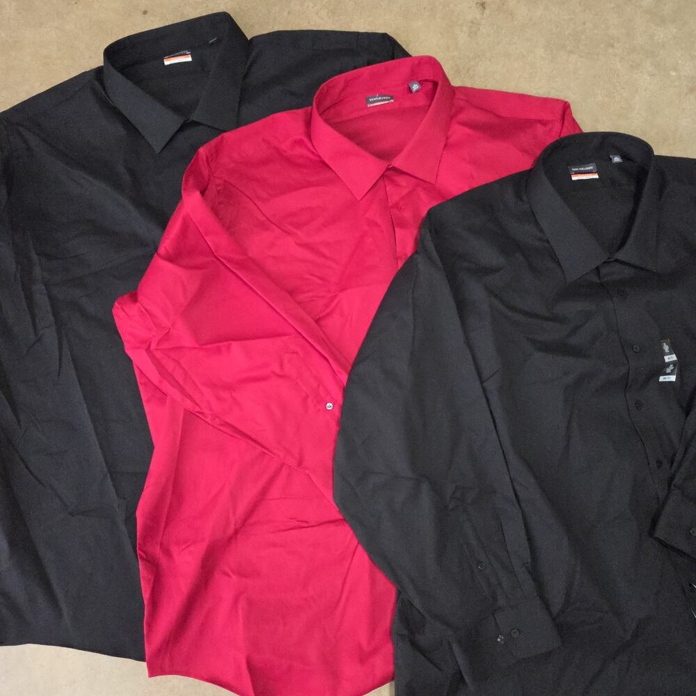 Bundle X3 Van Heusen Dress Shirt Men 22 Big Fit Stretch 5XL